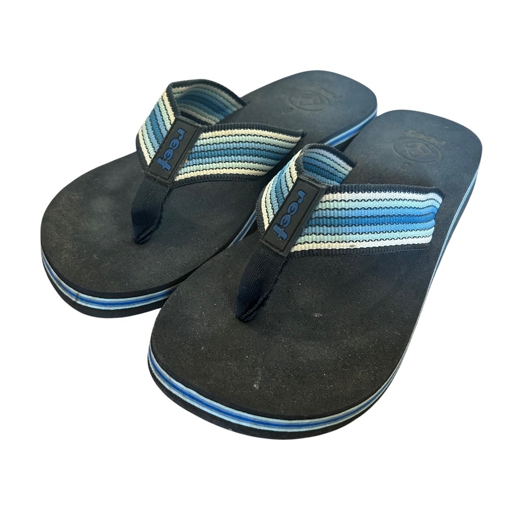 Reef Flip Flops Women Blue Striped Woven Strap Thong Sandals 6